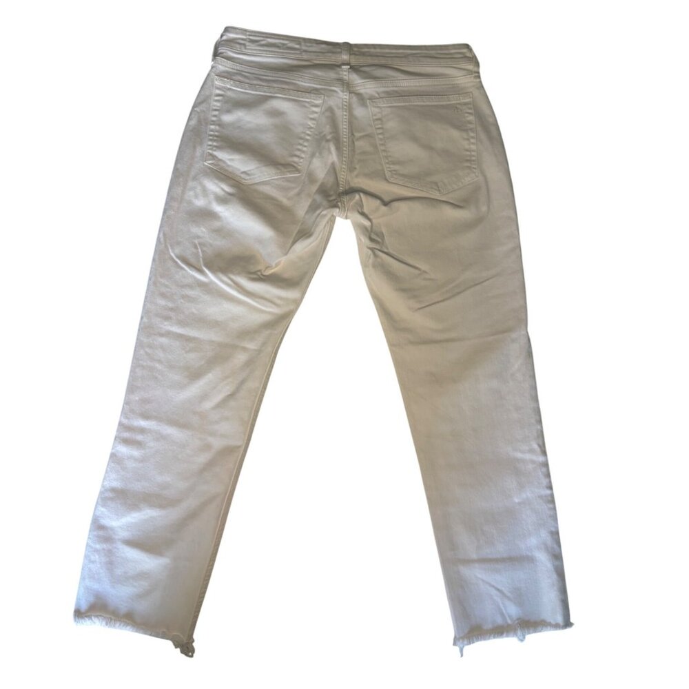 Rag and Bone Frayed Fringe Raw Edge White Jeans, Size 26 - Picture 6 of 13